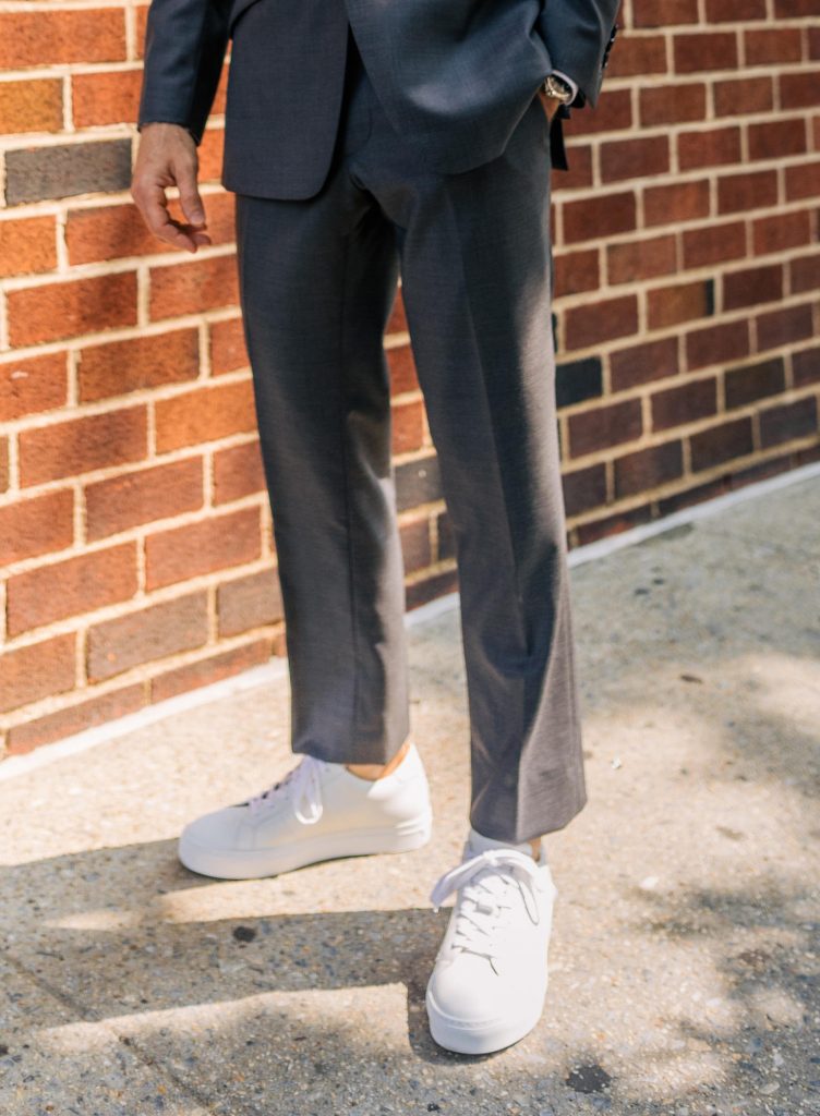 grey suit sneakers
