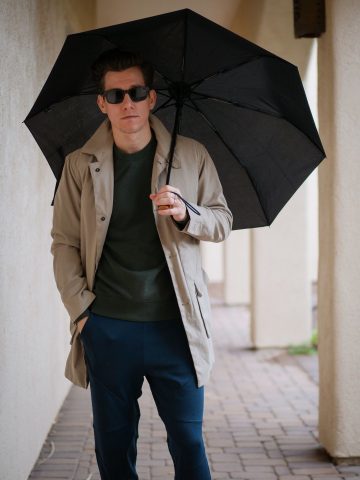 Tan Raincoat With Joggers - The Modest Man