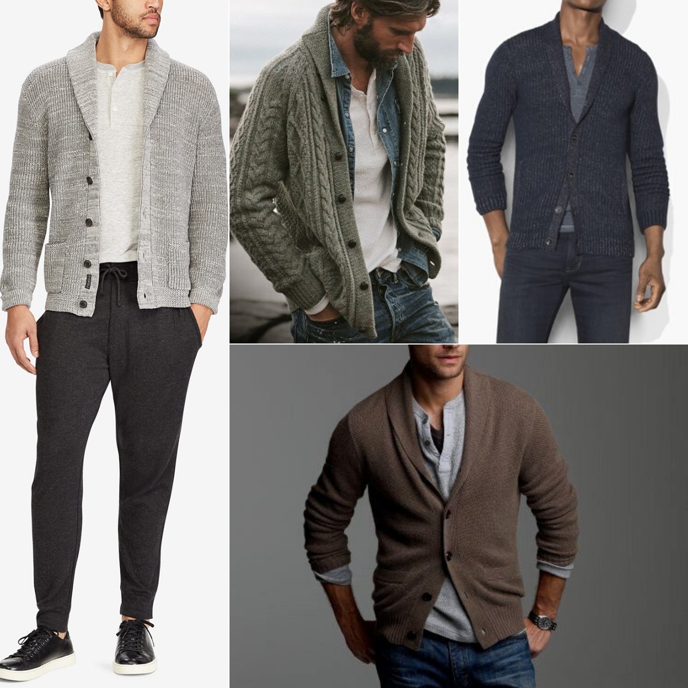 grey cardigan mens outfit
