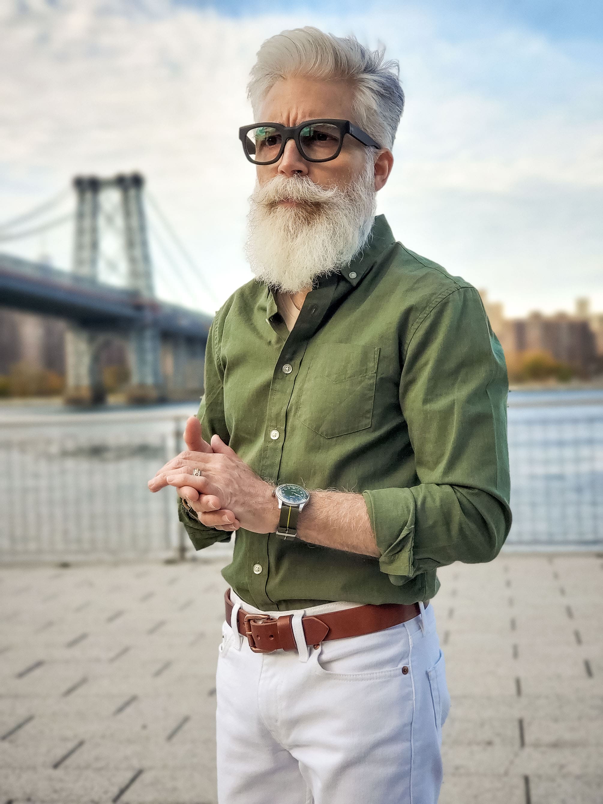 Denim Jacket with White Jeans - The Modest Man