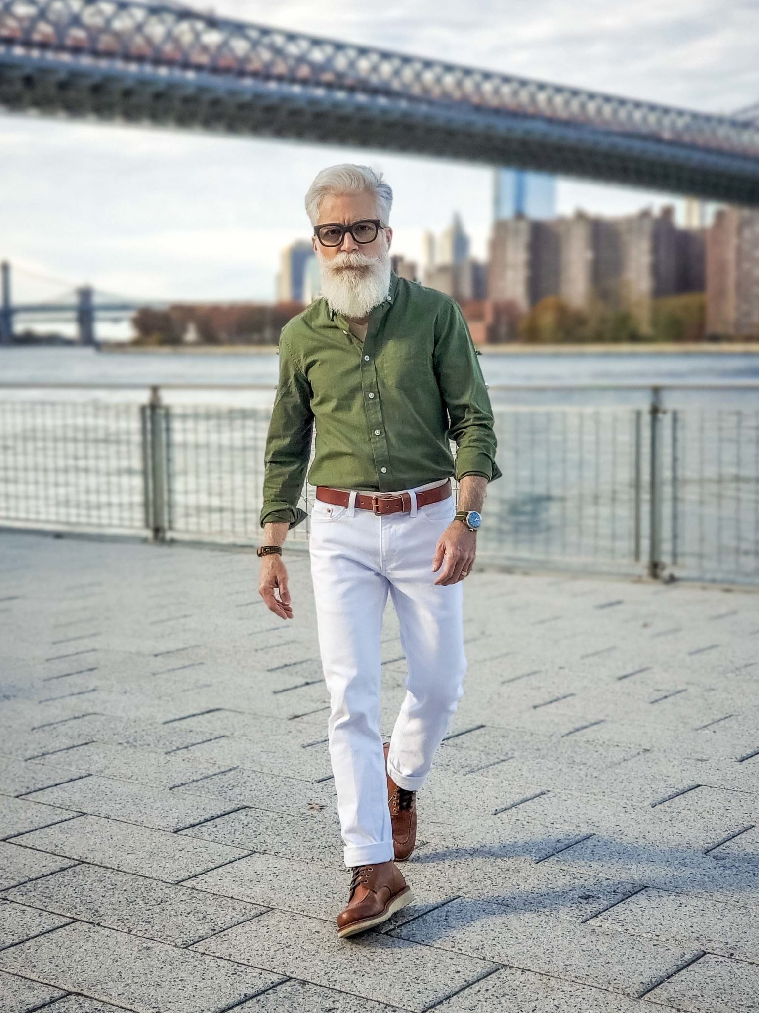 Denim Jacket with White Jeans - The Modest Man