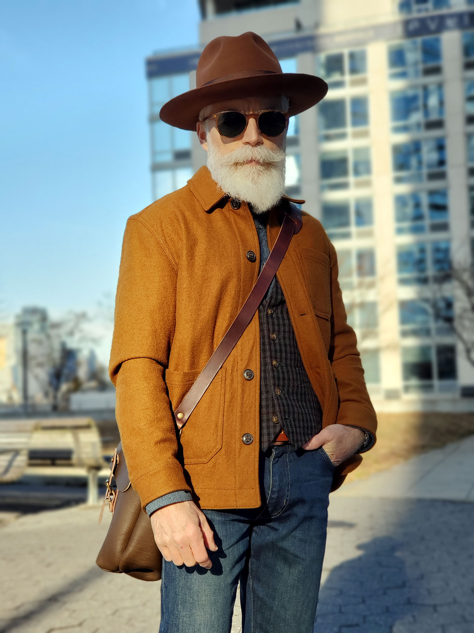 Chore Jacket with Satchel Bag and Fedora - The Modest Man