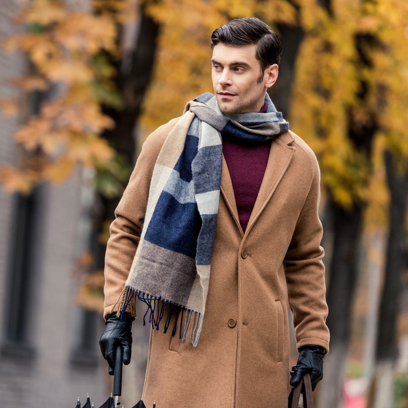 Mens Fashion Striped Fall Winter Scarf Long Warm Wrap Shawl Scarves