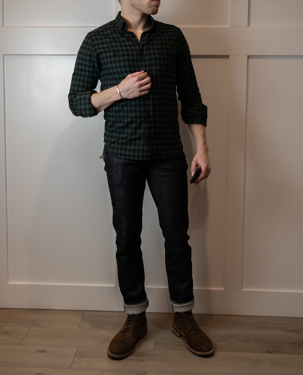 Check Shirt and Dark Denim Outfit